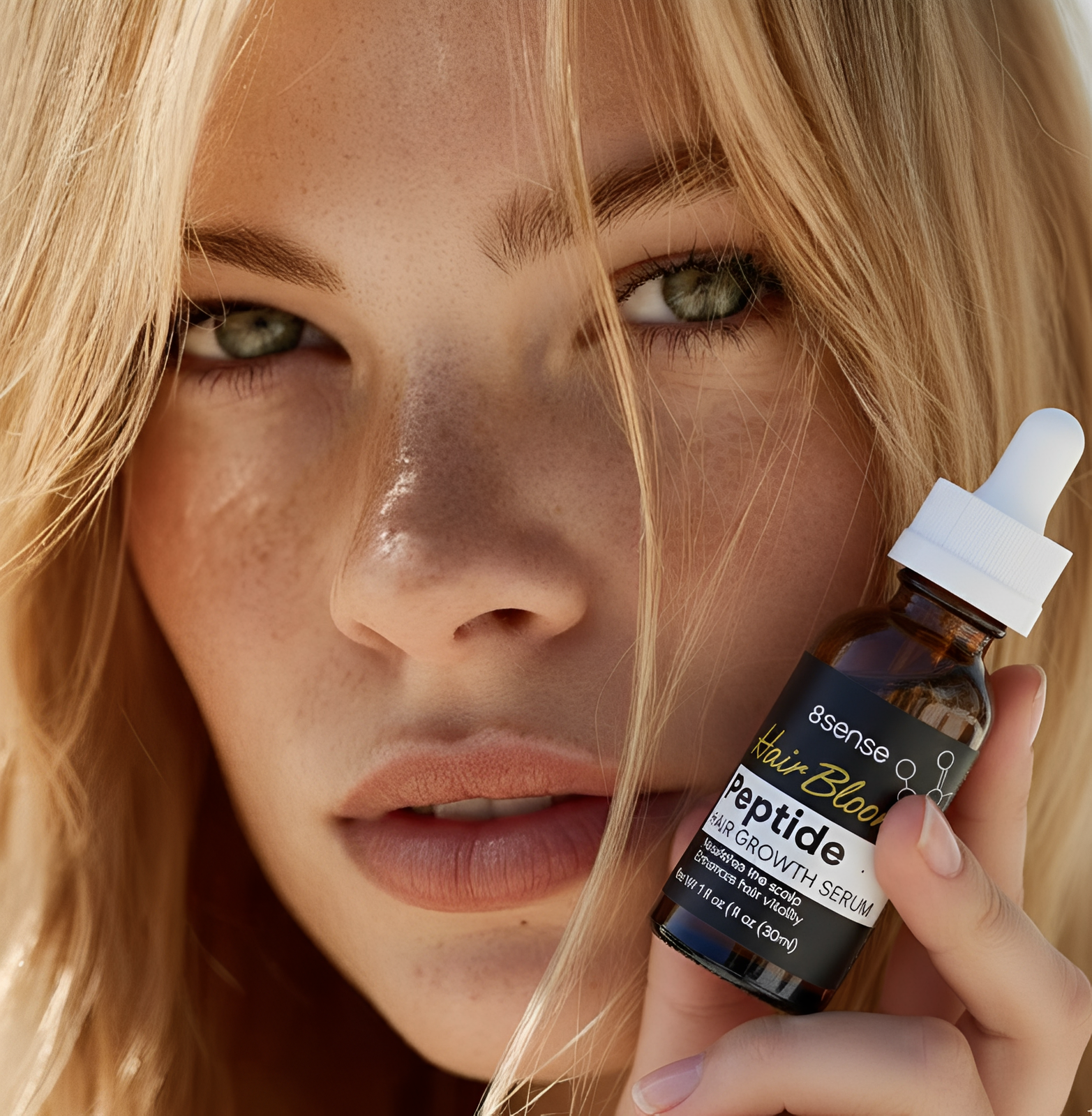 Close-up of HairBloom serum for scalp nourishment