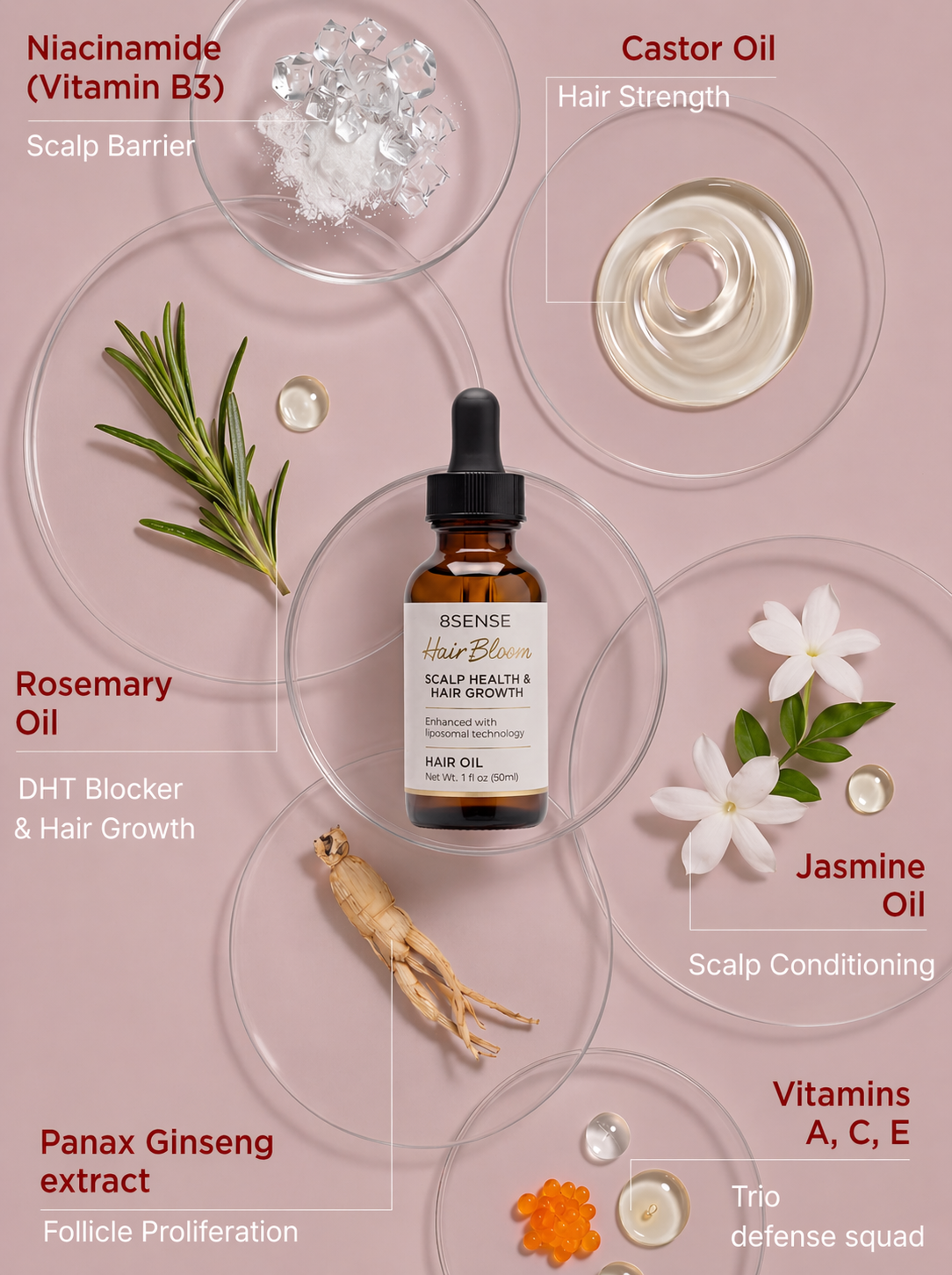Skincare Ingredients in HairBloom Complex